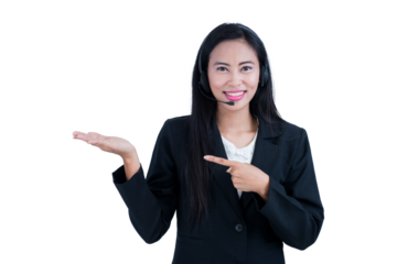 businesswoman or call center on white Bankground