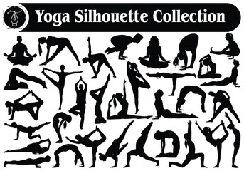 Yoga or exercise silhouettes Vector Collection