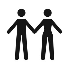 Man and woman holding hands icon. Couple in love concept
