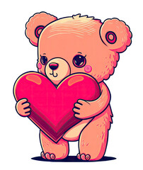 teddy bear with heart, generative ai - 567023286