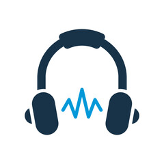 Headphone Silhouette Icon. Online Education and Learning concept. Audio Book and Ebook Icon. Distance Education concept. Earphone Pictogram. Vector Isolated Illustration