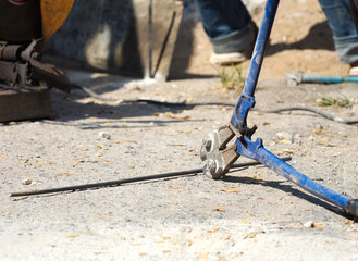 Steel cutting pliers on floor