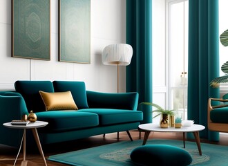 modern living room, minimalist, wooden floor and cream furniture, generative AI.