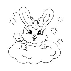 Coloring page for kids. Digital stamp. Cartoon style character. Isolated on white background. Vector illustration.