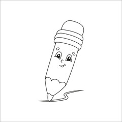 Coloring book page for kids. cartoon character. Black contour silhouette. Isolated on white background. Vector illustration.