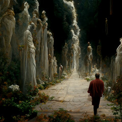 Walking in Eden: Adam in the Perfect Paradise - obrazy, fototapety, plakaty