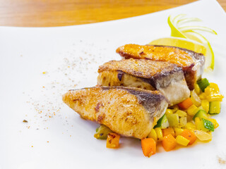 Close up shot of fried fish steak