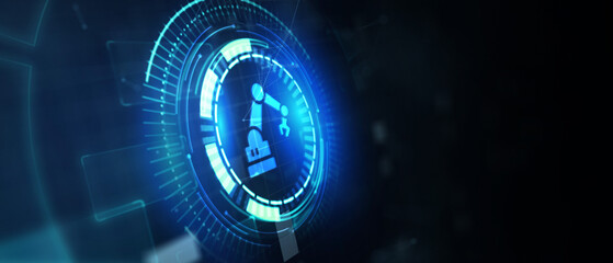 Industrial automation technology concept. Collaborative robot, cobot. 3d illustration