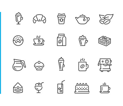 Coffee Shop Icons - Blue Line Series - Vector line icons for your digital or print projects.