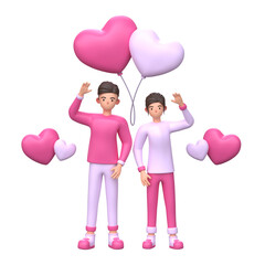 Lovely Couple celebrate valentines day Valentine 3D Character