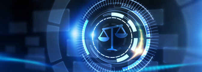 Business, Technology, Internet and network concept. Labor law, Lawyer, Attorney at law, Legal advice concept on virtual screen. 3d illustration