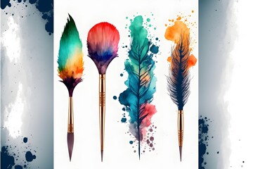 Abstract watercolor hand painted background,  a group of vivid paint. Beautiful watercolor elements. generative ai, Watercolor illustration	