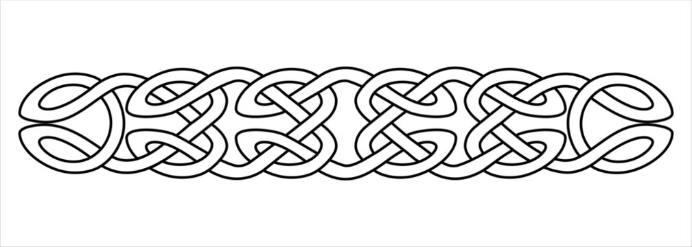 Celtic style interlaced pattern isolated vector. Nordic symbol. Celtic knot vector illustration. Patrick's Day celebration. Interlaced border element.