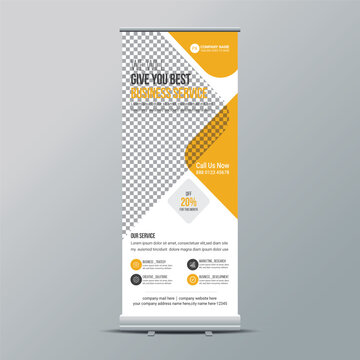 Corporate rollup banner or X banner or road side banner or stand banner design template layout for your business or company.