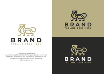 modern lion logo. Editable heraldic big cat emblem designs for your business