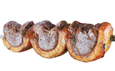 Steak rotisserie at the steakhouse, sliced picanha, Picanha