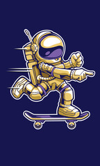 Astronaut playing skateboard vector illustration design.
The design is suitable for use on t-shirts and posters.