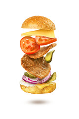 beautiful hamburger on white background