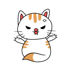 Fototapeta na wymiar cute cat angry cartoon vector icon illustration