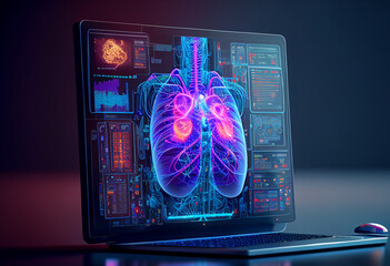 digital virtual screen for analytics Medical data , Medical technology concept