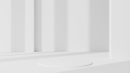 White podium design in architectural design background