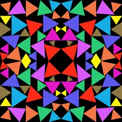 Triangle, Many beautiful colors, With black background, Pattern, Used as background image.