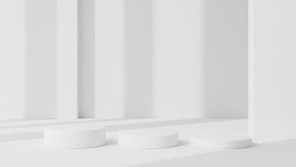 White podium design in architectural design background