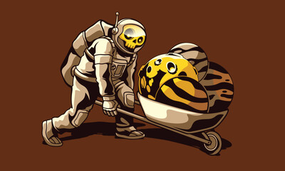 Astronaut and planets vector illustration design.
The design is suitable for use on t-shirts and posters