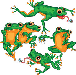 Заголовок: cute family frogs animals cartoon vector illustration collection funny cartoon design1 1