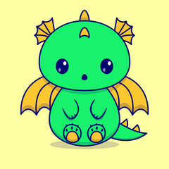 Cute dragon cartoon icon illustration