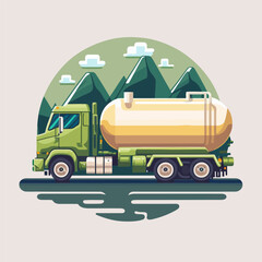 Naklejka premium Gasoline Tank Truck. Modern flat Vector illustration truck tunker fuel