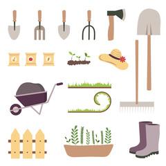 Collection of garden tools, vector illustration