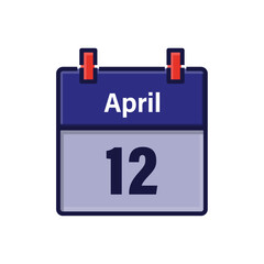 April 12, Calendar icon. Day, month. Meeting appointment time. Event schedule date. Flat vector illustration.