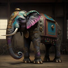 Colourful Elephant made By Artificial intelligence Ai 