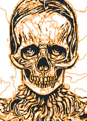 Skull minimalist line art,drawing