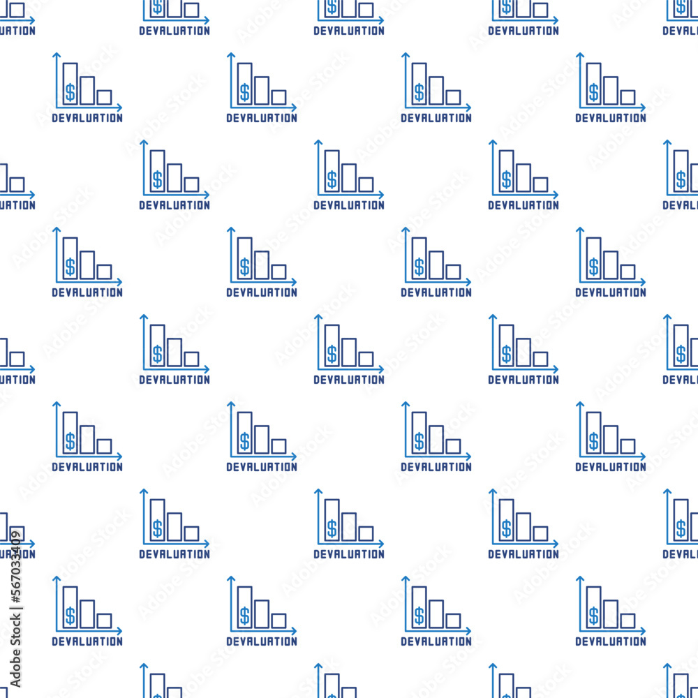 Poster vector devaluation declining bar graph concept seamless pattern