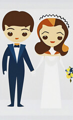 Obraz na płótnie Canvas Bride and groom illustration, wedding concept