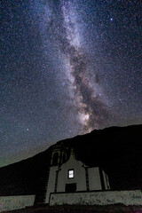 milky way over a church in S&atilde;o Jorge