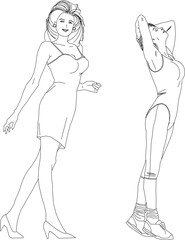 Vector sketch illustration of a sexy model having a photo shoot