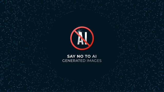 Say No to AI Generated Images, Boycott AI Art, Protest against Artificial Intelligence Artwork Vector Background