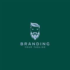 beard man logo design template
