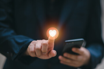 Man using smart phone. The concept of living on vacation and playing social media. Social Distancing ,Working From Home concept.Social media and digital online concept.