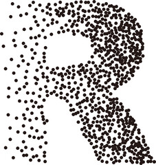 Black white stipple gradient dots uppercase alphabet letter