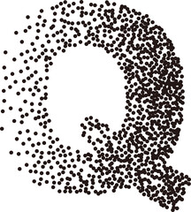 Black white stipple gradient dots uppercase alphabet letter