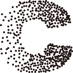 Black white stipple gradient dots lowercase alphabet letter