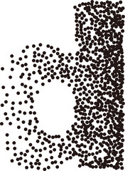 Black white stipple gradient dots lowercase alphabet letter