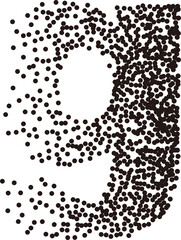 Black white stipple gradient dots lowercase alphabet letter