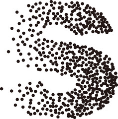 Black white stipple gradient dots lowercase alphabet letter