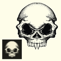 vampire skull hand draw illustration in black white vector