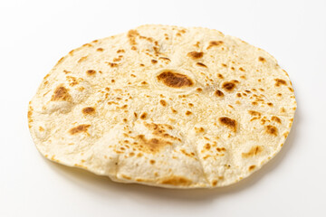 Indian naan on white background